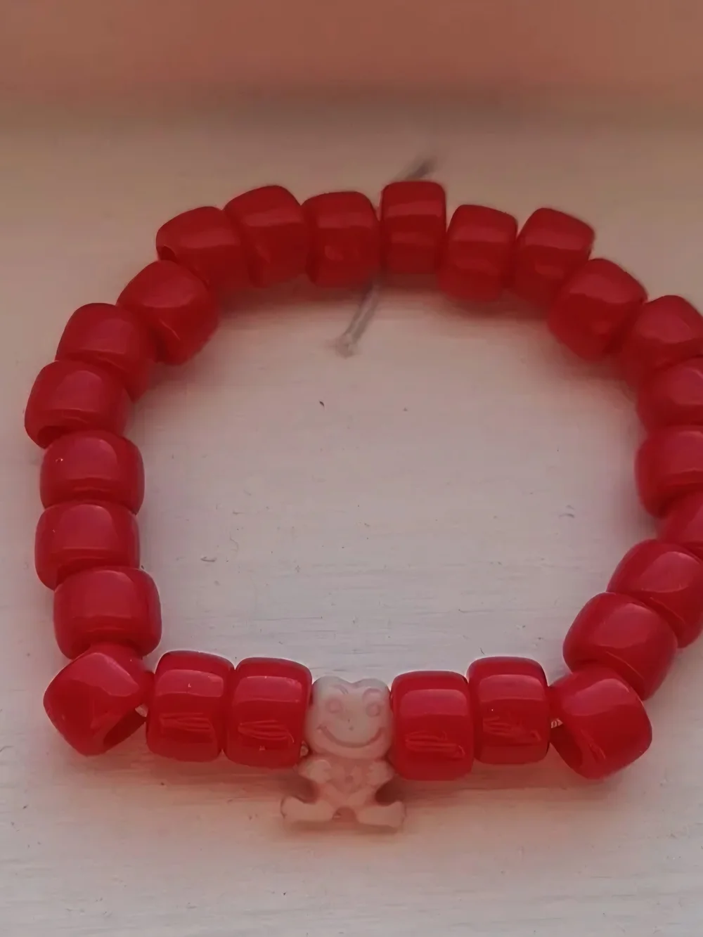 Kids Red Bead Bracelet with Cute Frog Charm